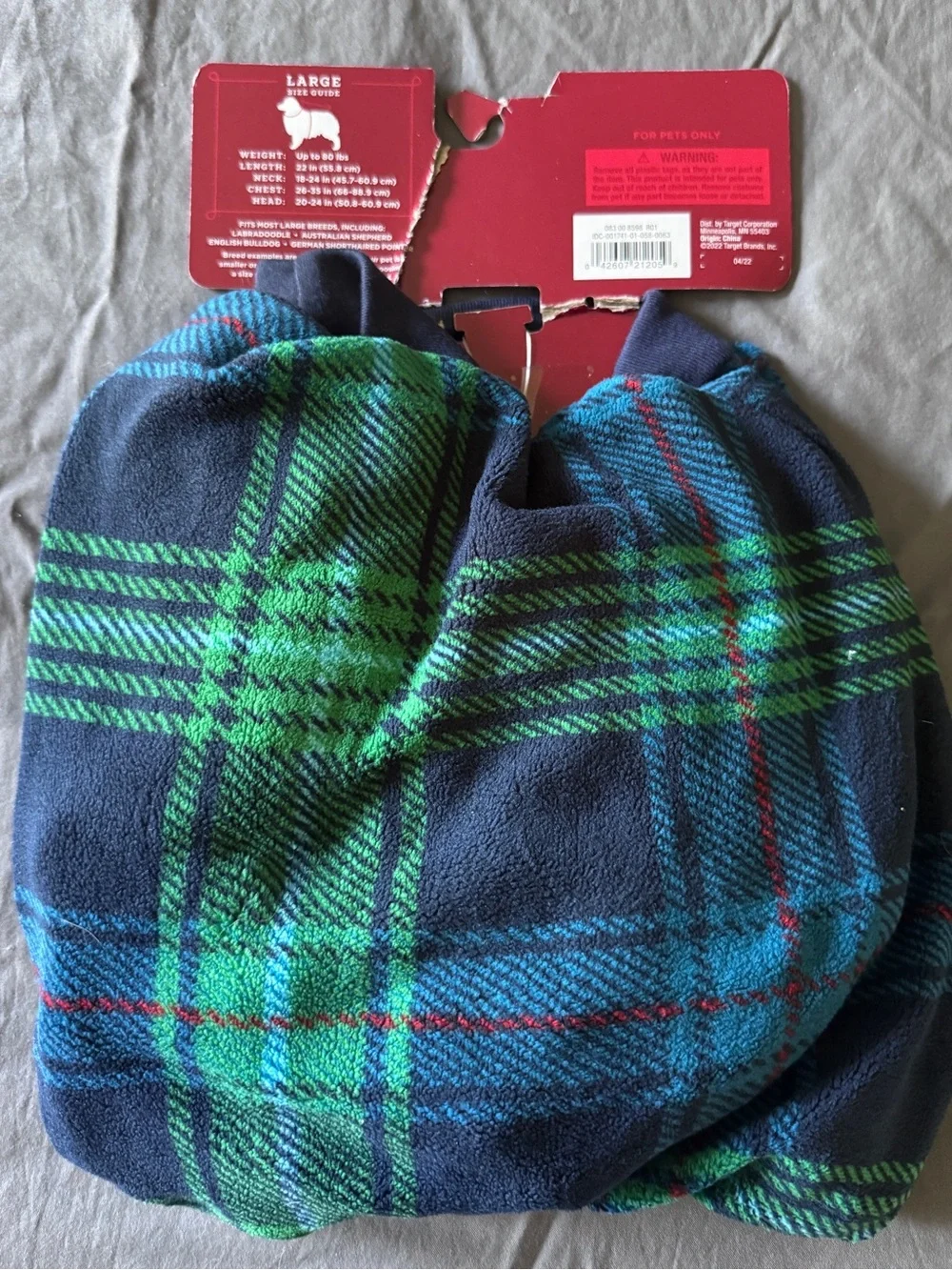 Plaid Blue & Green Dog Pajamas - Cozy Full-Body Pet Suit